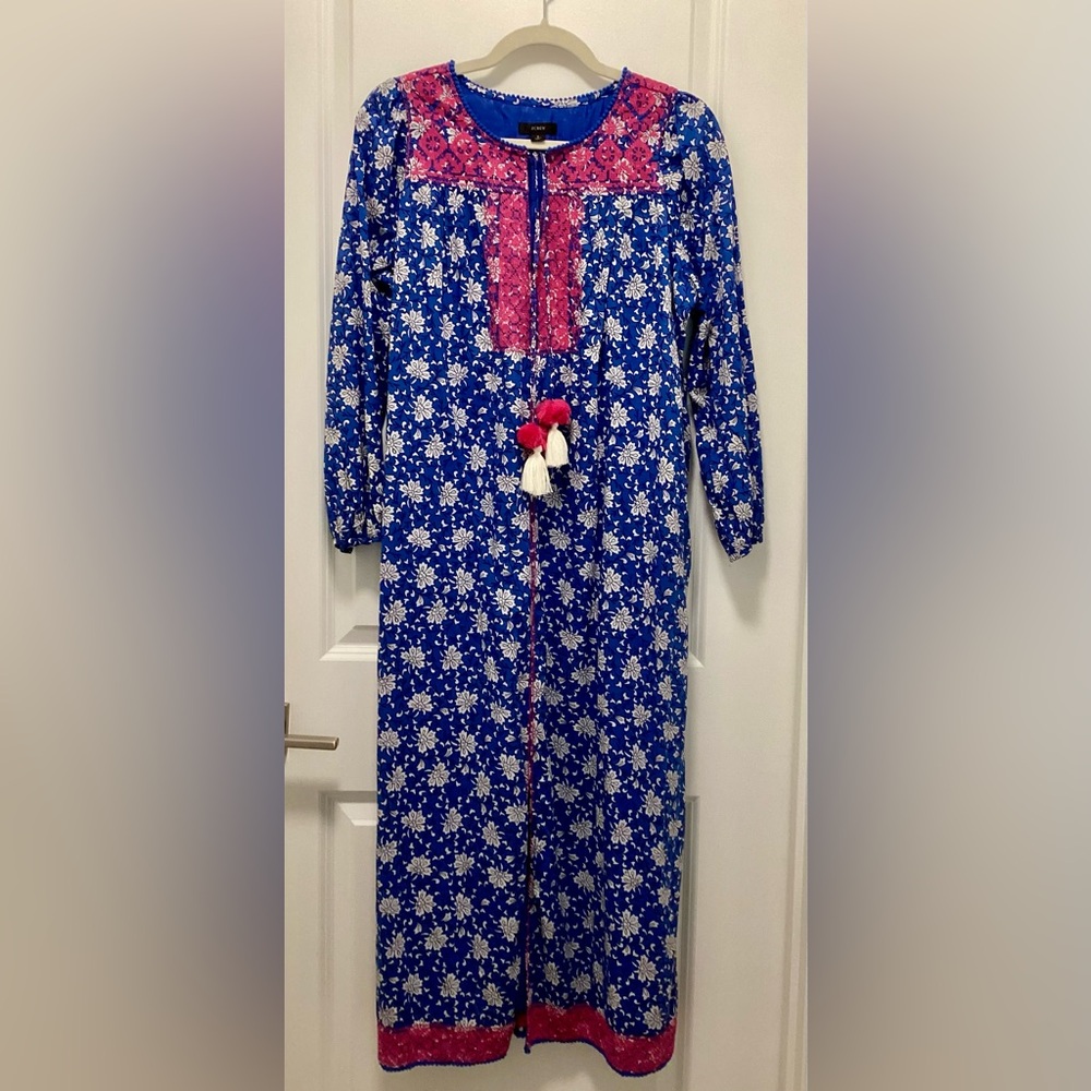 J.Crew Belted Embroidered Tunic Floral Dress Size Small (Blue,Pink,White)